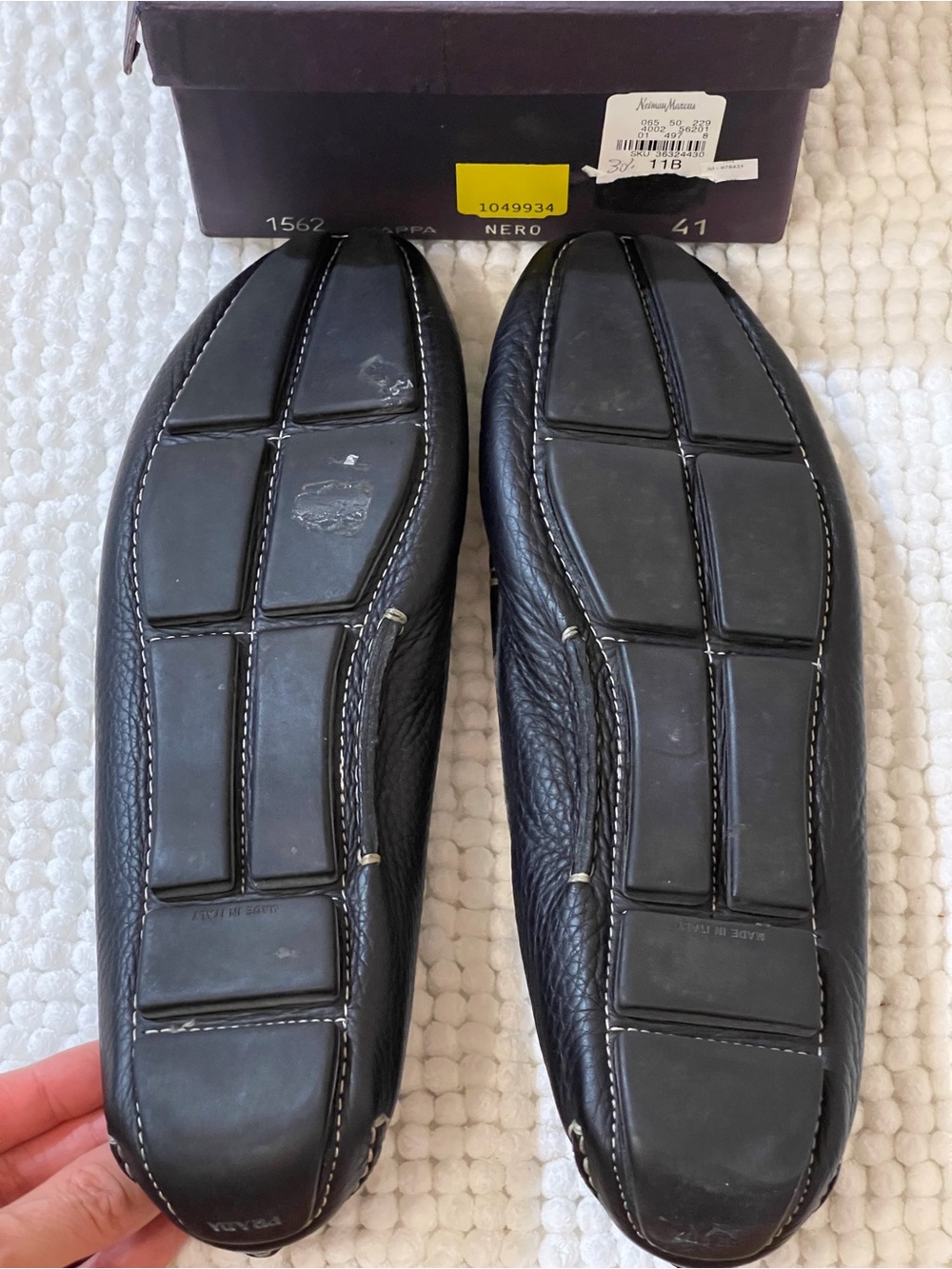 Prada Black and White Leather Bow-Accent Loafers - Picture 5 of 7